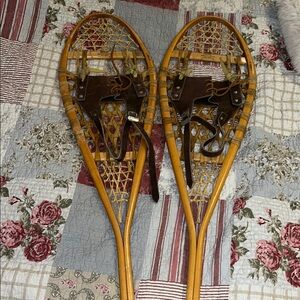 Antique Rebaf by Faber Canada Wooden Snowshoes with Leather bindings